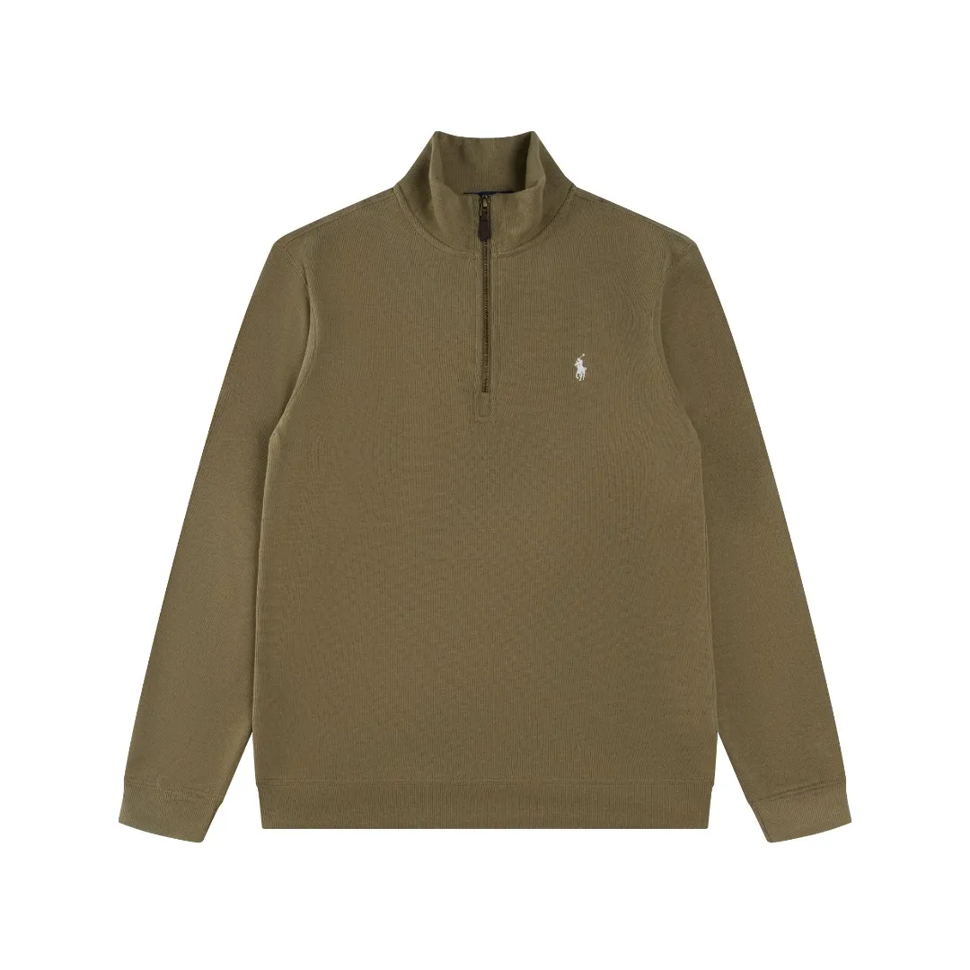 P230 #R97 Ralph lauren twelve-color embroidered pony logo half-zip high-neck long-sleeved knitted sweatshirt. The same style for men and women. The new half-zip sweatshirt for couples to wear in autumn is here! This kind of sweatshirt is really popular this year, even more popular than the hooded sweatshirt. Open the zipper and it can be used as a large lapel, which makes it more fashionable. The color of the classic design of the little war horse on the chest is matched with the embroidery. The simple zipper design echoes the brand logo, so you don’t need to match too much. The sweater version is loose enough! The fabric is custom-woven and dyed 100 cotton. 320g high gram weight 100% cotton knitted cotton with a certain thickness. The fabric is soft and comfortable, and the three-dimensional fabric is full of texture. The stitching is three needles and five threads, which is beautiful and strong. The pattern is also good. Although it is loose, it does not look bulky! - It is not a popular color scheme on the street. The color is pure and highly recommended. The upper body has a particularly high rate of turning heads. Loose style. Big drop shoulder OS style. Same style for men and women. Couple wear. Versatile and practical! Color: Gray, navy, khaki, green label, oatmeal brown label, apricot, black, army green, burgundy, pink, dark gray, light blue, white. Size: S M L XL Length: 70/72/74/76 Bust: 53.5/55.5/57.5/58.5 Shoulder width: 44/45/46/47 Sleeve length: 61/62/63/64
